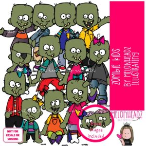 Zombie clip art, Halloween clip art, Kids clip art COLORED Version