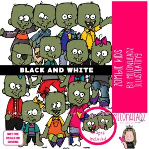 Zombie clip art, Halloween clip art, Kids clip art BLACK AND WHITE