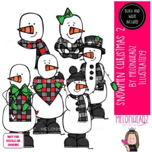Snowmen Christmas clip art Set 2, Winter clip art Mini
