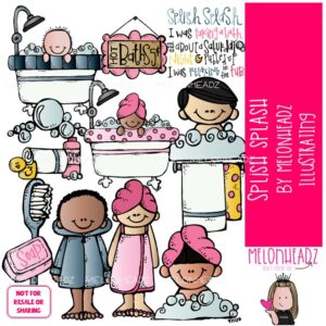 Splish Splash clip art, hygiene, bath COLORED Version