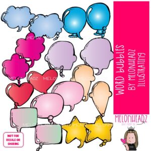 Word bubble clip art, speech, quote, thought COLORED Version