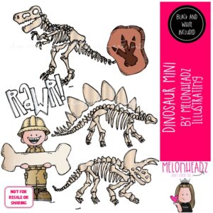 Dinosaur clip art, paleontologist, fossil Mini