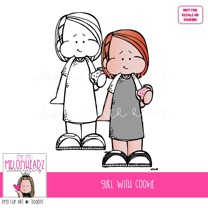 Girl with Cookie clip art | Melonheadz Illustrating