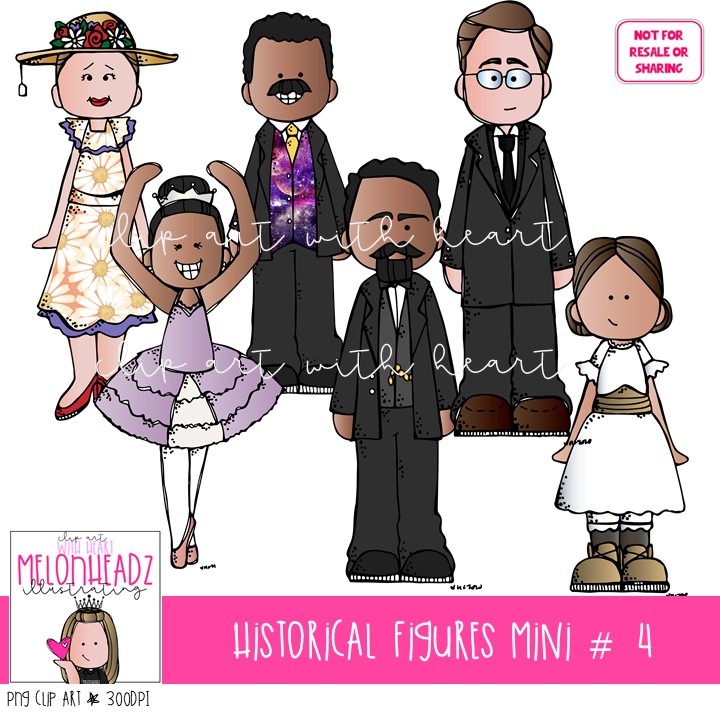 Historical Figures clip art – Set 4 – Mini | Melonheadz Illustrating