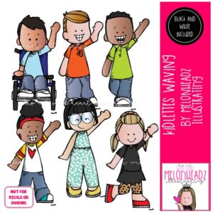 Kidlettes Waving clip art, Hello and Goodbye clip art, Greetings clip art Mini