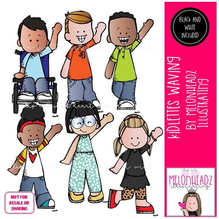 Kidlettes Waving clip art, Hello and Goodbye clip art, Greetings clip art Mini