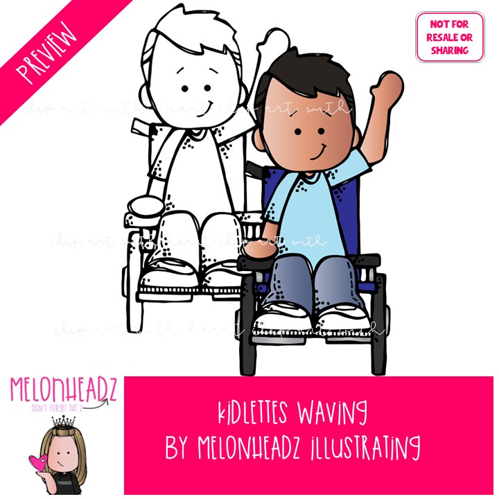 Kidlettes Waving clip art, Hello and Goodbye clip art, Greetings clip art Mini - Image 2