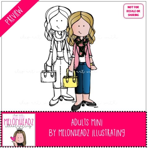 Adults clip art digi stamps Mini - Melonheadz
