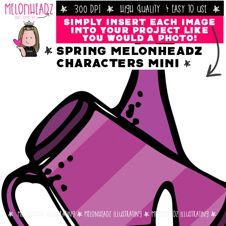 Spring clip art, Melonheadz Characters, background Mini - Image 3