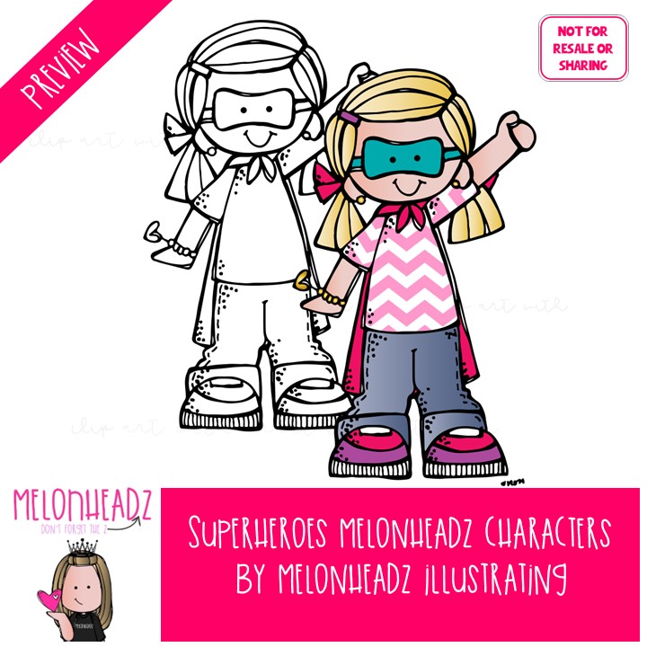 Superheroes clip art, Melonheadz Characters Mini - Image 2