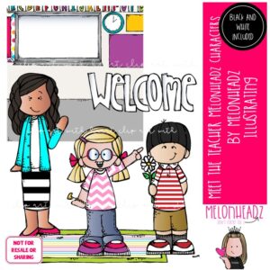 Meet the Teacher clip art, Melonheadz Characters, background Mini