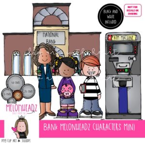 Bank clip art, Melonheadz Characters, ATM Mini
