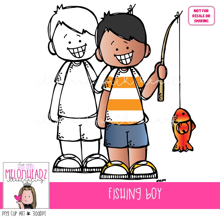Boy Fishing clip art - Melonheadz Illustrating