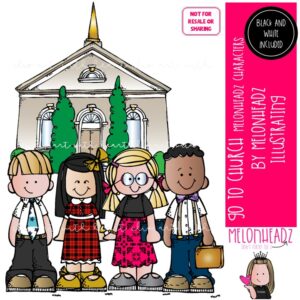 Go to Church clip art, LDS, Christian, Melonheadz Characters Mini