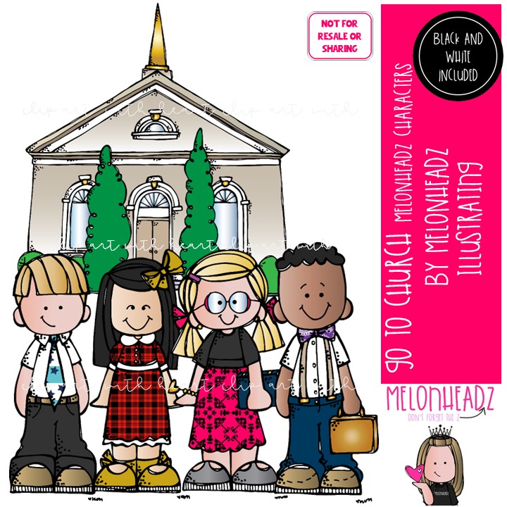 Go to Church clip art, LDS, Christian, Melonheadz Characters Mini