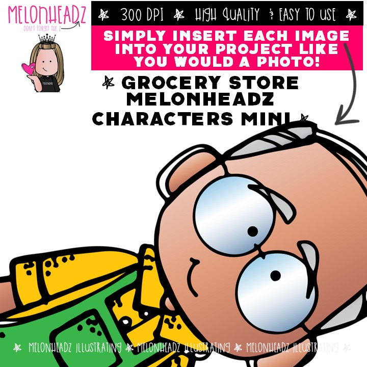 Grocery Store clip art, Melonheadz Characters Mini - Image 3