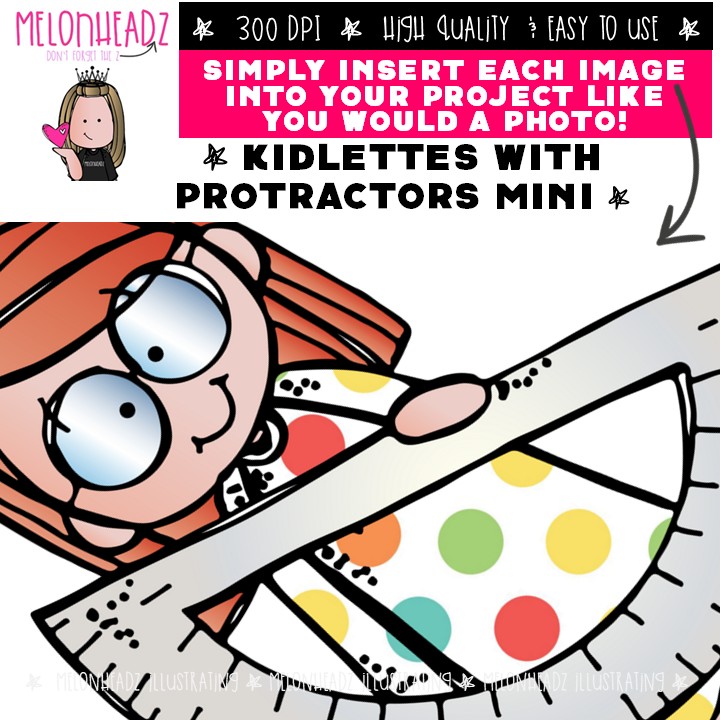 Kidlettes with Protractors clip art, school supplies, math Mini - Image 3