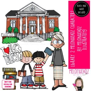 Library clip art 2, Melonheadz Characters, librarian Mini