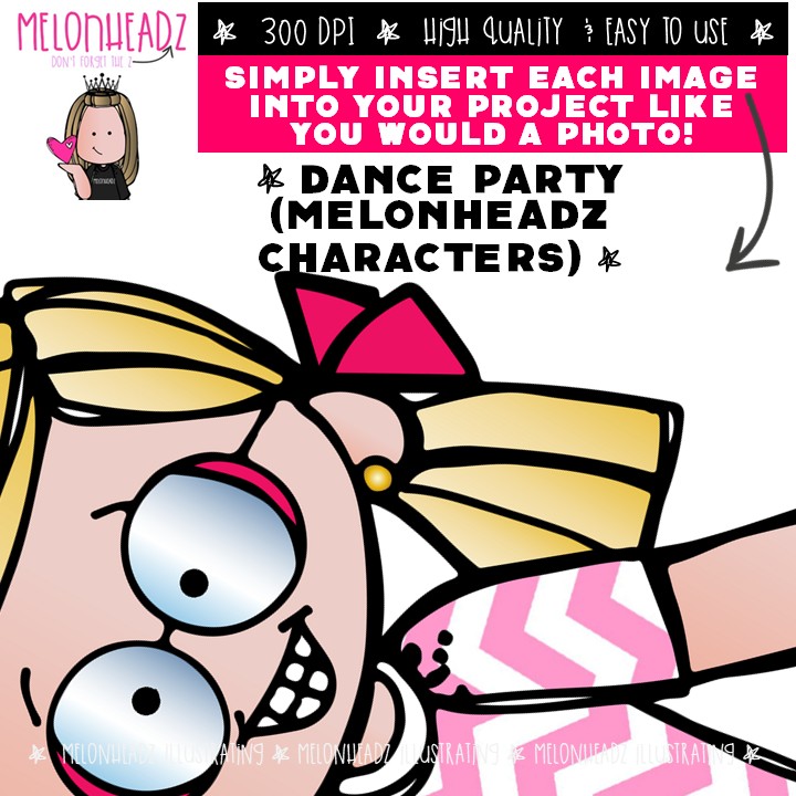 Dance Party clip art, Melonheadz Characters Mini - Image 3
