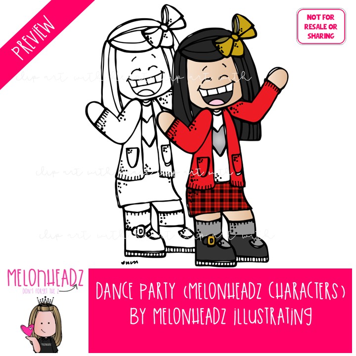 Dance Party clip art, Melonheadz Characters Mini - Image 2