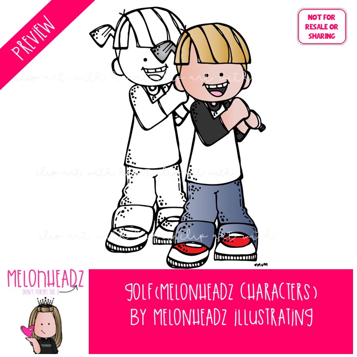 Golf clip art, Melonheadz Characters Mini - Image 2