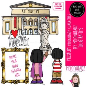 Museum clip art, Melonheadz Characters, statue Mini