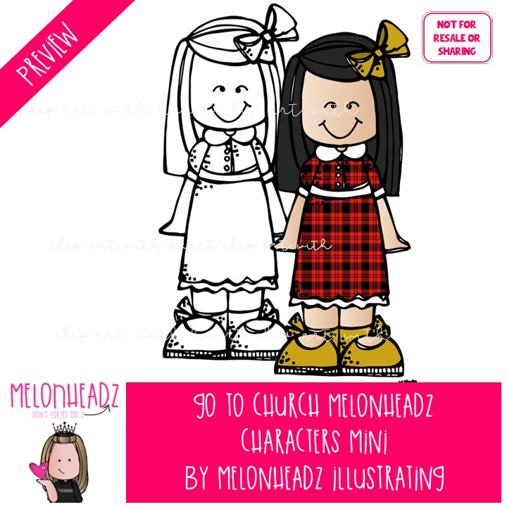 Go to Church clip art, LDS, Christian, Melonheadz Characters Mini - Image 2