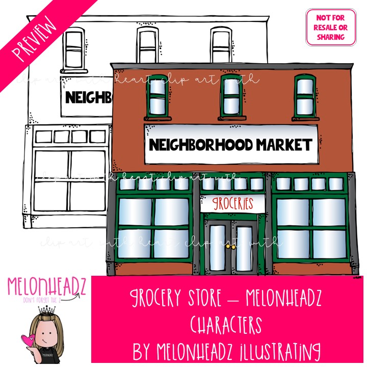 Grocery Store clip art, Melonheadz Characters Mini - Image 2