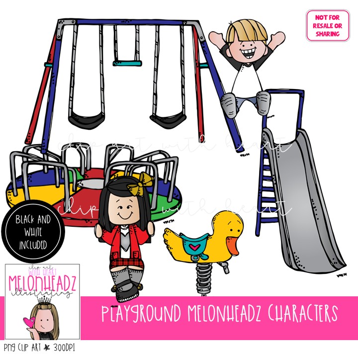 Playground clip art, Melonheadz Characters, slide, swing Mini