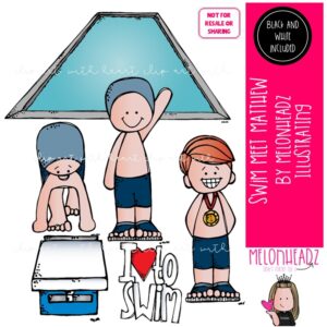 Swim Meet clipart, Matthew, Melonheadz Character Mini