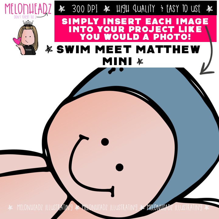 Swim Meet clipart, Matthew, Melonheadz Character Mini - Image 3