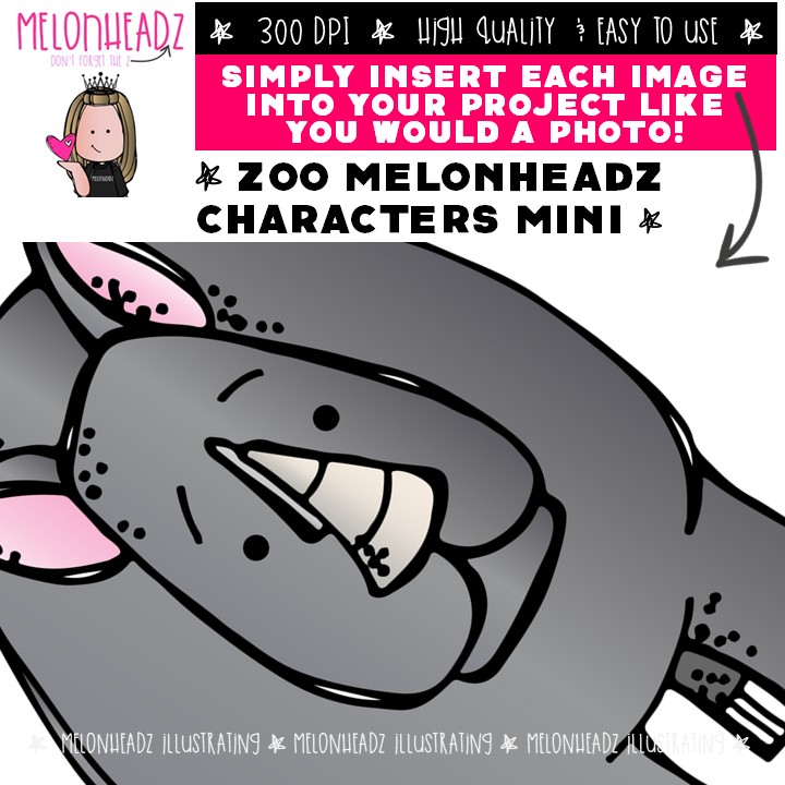 Zoo clip art, Melonheadz Characters, Lucy Doris Mini - Image 3