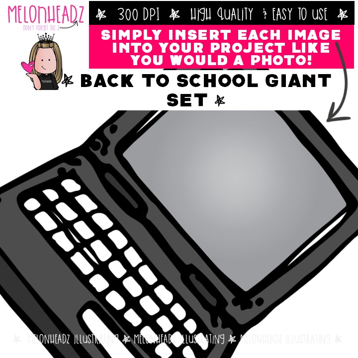 Back to School clip art, school bus, laptop GIANT set - Image 3