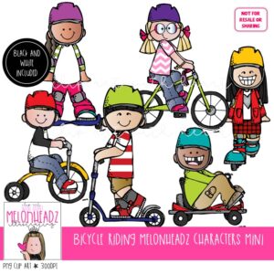 Bicycle Riding clip art, Melonheadz Characters, play Mini