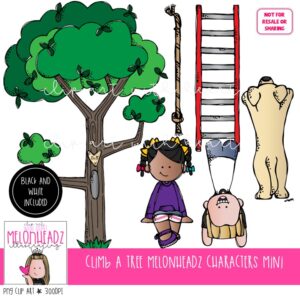 Climb a Tree clip art, Melonheadz Characters, play Mini