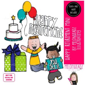 Happy Retirement clip art, celebration, party Mini
