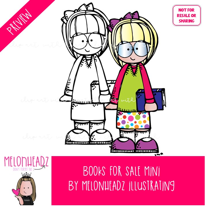 Books for Sale clip art, book fair, fund raiser Mini - Image 2