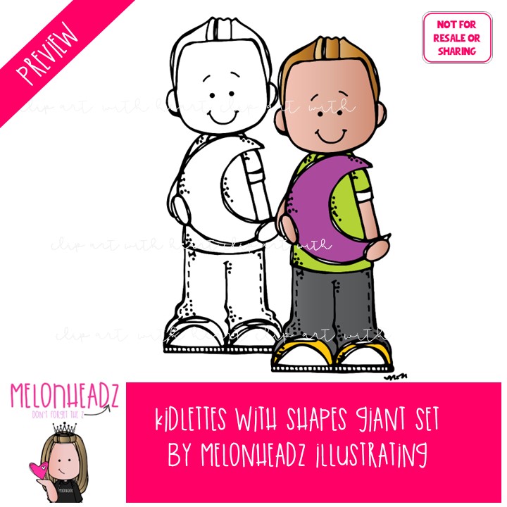 Kidlettes with shapes clip art, math GIANT set - Image 2