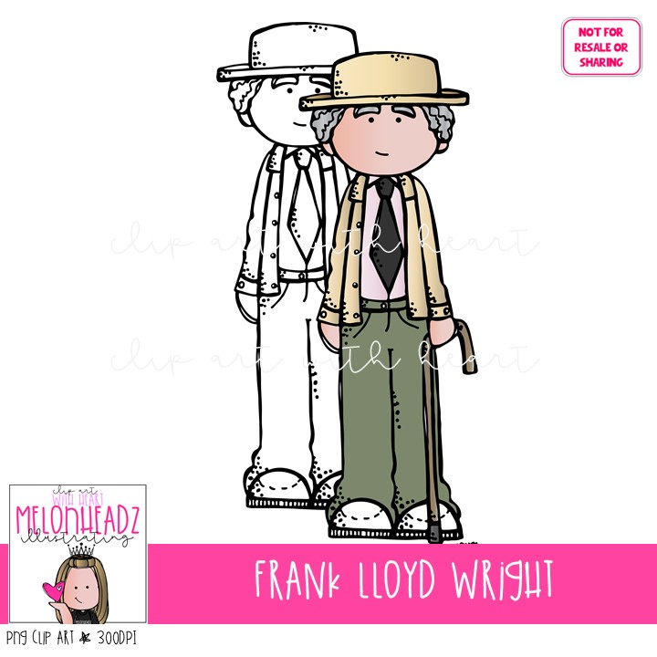 Frank Lloyd Wright clip art | Melonheadz Illustrating