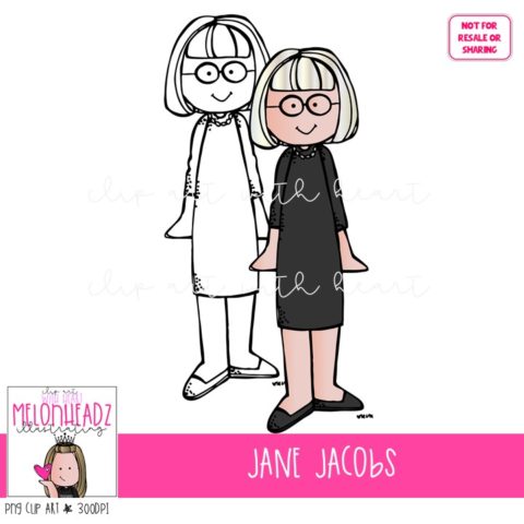 Jane Jacobs clip art - Melonheadz Illustrating