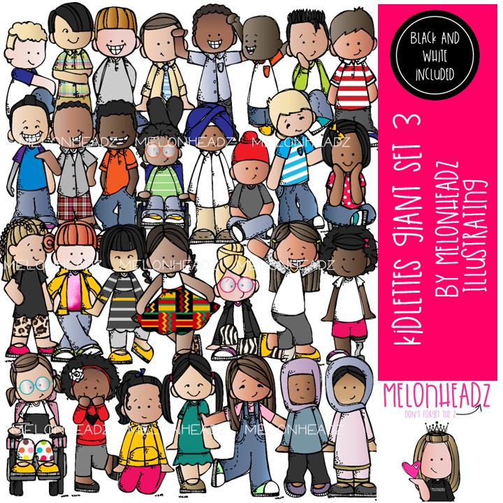 Kidlettes 3 clip art, kids GIANT set
