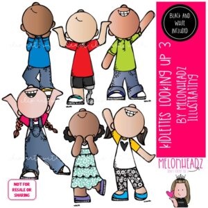 Kidlettes looking up clip art 3, upturned face Mini