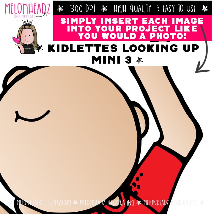 Kidlettes looking up clip art 3, upturned face Mini - Image 3