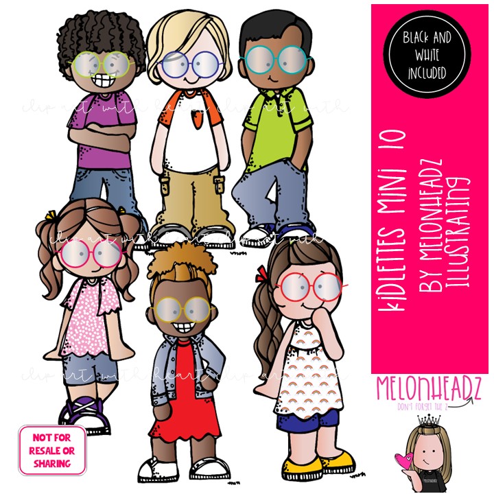 Kidlettes 10 clip art, diverse kids Mini