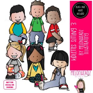 Kidlettes sitting 3 clip art, criss cross Mini