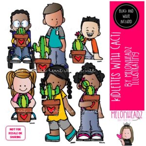 Kidlettes with Cacti clip art, cactus, plant Mini