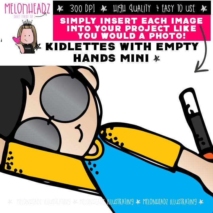 Kidlettes with empty hands clip art, hand out Mini - Image 3