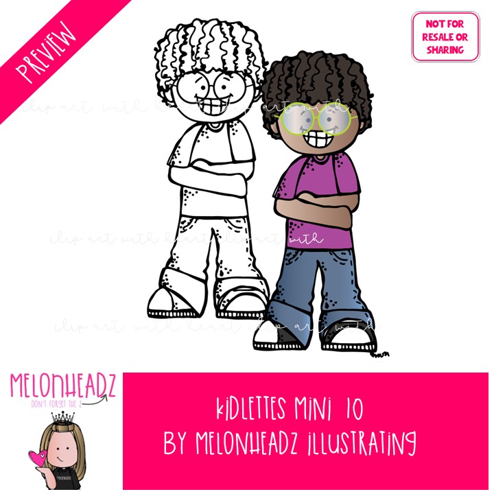 Kidlettes 10 clip art, diverse kids Mini - Image 2