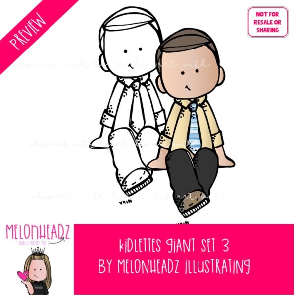 Kidlettes 3 clip art, kids GIANT set - Melonheadz