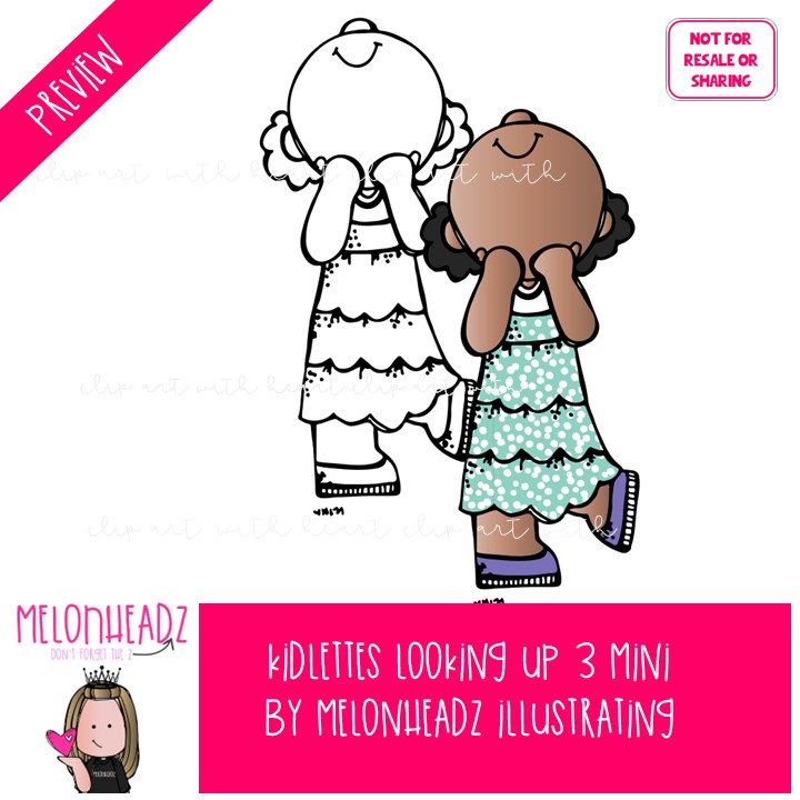 Kidlettes looking up clip art 3, upturned face Mini - Image 2